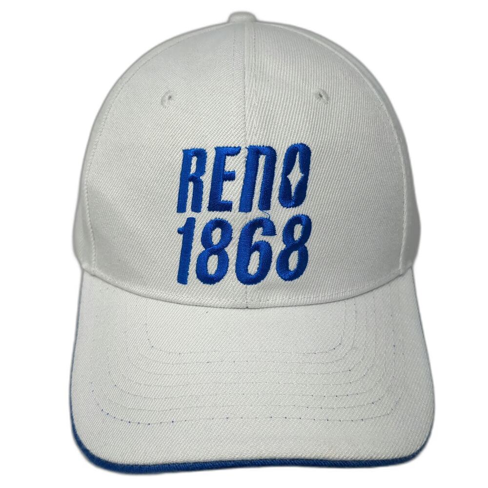 Melonwear Reno 1868 White Blue One Size Baseball Cap Hat Adjustable Strapback